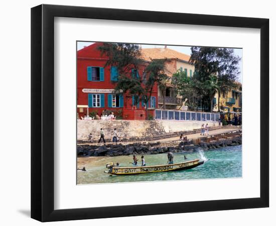 Motorboat Launching from a Dakar Beach, Senegal-Janis Miglavs-Framed Photographic Print