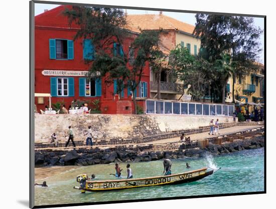 Motorboat Launching from a Dakar Beach, Senegal-Janis Miglavs-Mounted Photographic Print