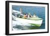 Motorboat with Water Skier-null-Framed Art Print