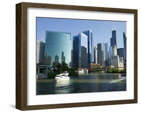 Motorboats in a River, Chicago River, Chicago, Cook County, Illinois, USA 2010-null-Framed Premium Photographic Print