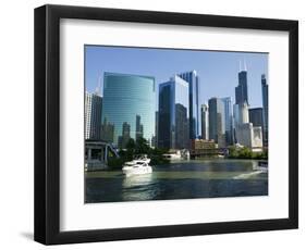 Motorboats in a River, Chicago River, Chicago, Cook County, Illinois, USA 2010-null-Framed Photographic Print