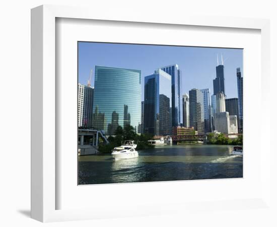 Motorboats in a River, Chicago River, Chicago, Cook County, Illinois, USA 2010-null-Framed Photographic Print