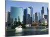 Motorboats in a River, Chicago River, Chicago, Cook County, Illinois, USA 2010-null-Stretched Canvas