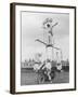 Motorcycle Acrobat Troupe Called "The Promenade Percies" Practise Their Act Involving Balance-null-Framed Photographic Print