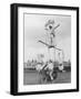 Motorcycle Acrobat Troupe Called "The Promenade Percies" Practise Their Act Involving Balance-null-Framed Photographic Print