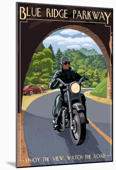 Motorcycle And Tunnel - Blue Ridge Parkway-null-Mounted Poster