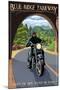 Motorcycle and Tunnel - Blue Ridge Parkway-Lantern Press-Mounted Art Print