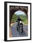 Motorcycle and Tunnel - Great Smoky Mountains National Park, TN-Lantern Press-Framed Art Print