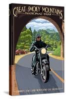 Motorcycle and Tunnel - Great Smoky Mountains National Park, TN-Lantern Press-Stretched Canvas