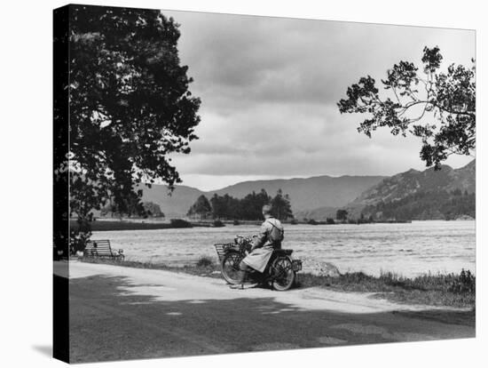 Motorcycle at Ullswater-null-Stretched Canvas