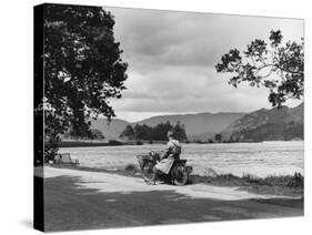 Motorcycle at Ullswater-null-Stretched Canvas