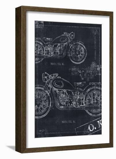 Motorcycle Co. Blueprint Black II-Eric Yang-Framed Art Print