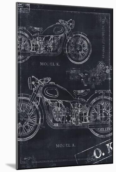 Motorcycle Co. Blueprint Black II-Eric Yang-Mounted Art Print