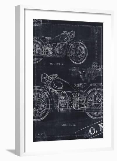 Motorcycle Co. Blueprint Black II-Eric Yang-Framed Art Print