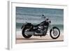 Motorcycle, Cruiser, Harley Davidson Wide Glide, Black, Sea in the Background, Side Standard Right-Fact-Framed Photographic Print