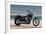 Motorcycle, Cruiser, Harley Davidson Wide Glide, Black, Sea in the Background, Side Standard Right-Fact-Framed Photographic Print