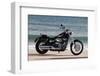 Motorcycle, Cruiser, Harley Davidson Wide Glide, Black, Sea in the Background, Side Standard Right-Fact-Framed Photographic Print