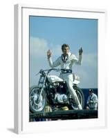 Motorcycle Daredevil Evel Knievel Poised on His Harley Davidson-Ralph Crane-Framed Premium Photographic Print