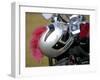 Motorcycle Helmet with Pink Mohawk-null-Framed Photographic Print