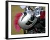 Motorcycle Helmet with Pink Mohawk-null-Framed Photographic Print