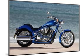 Motorcycle, Honda, Cruiser, Blue, Sea in the Background, Side Standard Right-Fact-Mounted Photographic Print