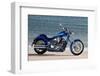 Motorcycle, Honda, Cruiser, Blue, Sea in the Background, Side Standard Right-Fact-Framed Photographic Print