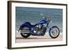 Motorcycle, Honda, Cruiser, Blue, Sea in the Background, Side Standard Right-Fact-Framed Photographic Print