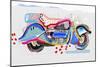 Motorcycle Image Which Consists of Different Colors-Dmitriip-Mounted Art Print