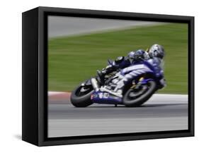 Motorcycle in Motion, Ama Superbike Race, Mid Ohio Raceway, Ohio, USA-Adam Jones-Framed Stretched Canvas