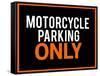 Motorcycle Parking Only Black and Orange Poster-null-Framed Stretched Canvas