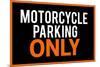 Motorcycle Parking Only Black and Orange-null-Mounted Art Print
