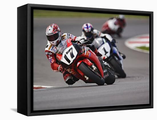 Motorcycle Racer, Mid Ohio Raceway, Lexington, Ohio, USA-Adam Jones-Framed Stretched Canvas