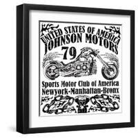 Motorcycle Raceway Typography, T-Shirt Graphics, Vectors-emeget-Framed Art Print