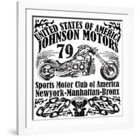 Motorcycle Raceway Typography, T-Shirt Graphics, Vectors-emeget-Framed Art Print