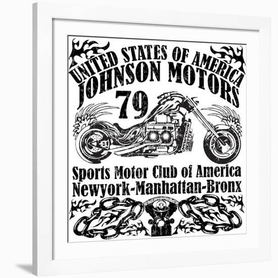 Motorcycle Raceway Typography, T-Shirt Graphics, Vectors-emeget-Framed Art Print