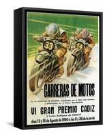 Motorcycle Racing Promotion-Lantern Press-Framed Stretched Canvas