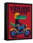 Motorcycle, Rider, Crocodile Vector Design-braingraph-Framed Stretched Canvas