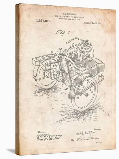 Motorcycle Sidecar 1918 Patent-Cole Borders-Stretched Canvas