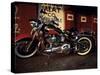 Motorcycle with Brick Wall and Graffiti-null-Stretched Canvas