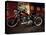 Motorcycle with Brick Wall and Graffiti-null-Stretched Canvas