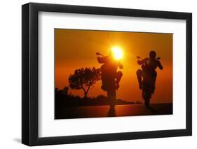 Motorcycles, Funbikes, Husquarna Nuda 900R and Ktm 990 Smc, Back Light, Sundown-Fact-Framed Photographic Print