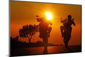 Motorcycles, Funbikes, Husquarna Nuda 900R and Ktm 990 Smc, Back Light, Sundown-Fact-Mounted Photographic Print