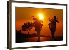 Motorcycles, Funbikes, Husquarna Nuda 900R and Ktm 990 Smc, Back Light, Sundown-Fact-Framed Photographic Print