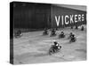 Motorcycles racing at the MCC Members Meeting, Brooklands, 10 September 1938-Bill Brunell-Stretched Canvas