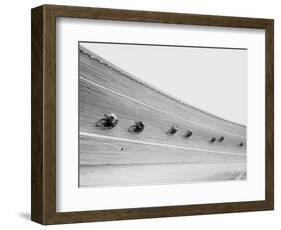 Motorcycles Racing on Sloped Track-null-Framed Photographic Print