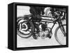 Motorcyclist Holding Rudge Motorcycle-null-Framed Stretched Canvas