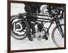 Motorcyclist Holding Rudge Motorcycle-null-Framed Photographic Print