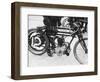 Motorcyclist Holding Rudge Motorcycle-null-Framed Photographic Print