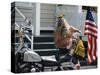 Motorcyclist with Bird on Head, Duval Street, Key West, Florida, USA-R H Productions-Stretched Canvas