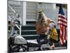 Motorcyclist with Bird on Head, Duval Street, Key West, Florida, USA-R H Productions-Mounted Photographic Print